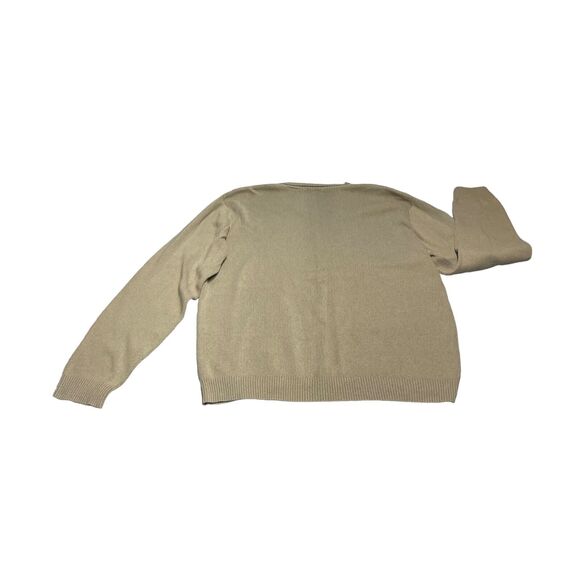 Van Heusen Sweater Men's Large Tan 100% Cotton Knit V-Neck Long Sleeve Pullover - Picture 2 of 6